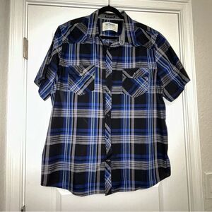 Urban Pipeline Plaid Print Button Down Short Sleeve Shirt